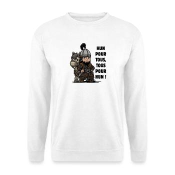 HUN POUR TOUS, TOUS POUR HUN ! - Attila, humour mé - Sweat-shirt Unisexe - blanc - Devant