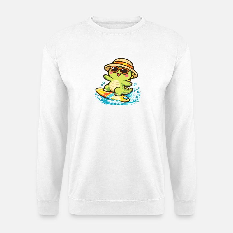 Sonnige Surf-Schildkröte - Unisex Pullover - Weiß