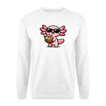 Axolotl Kokos-Kawaii mit Sonnenbrille - Unisex Pullover - Weiß - Vorne