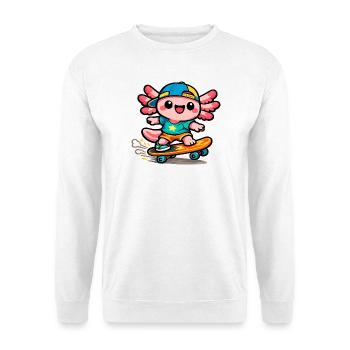 Axolotl skateur Kawaii Wing - Sweat-shirt Unisexe - blanc - Devant