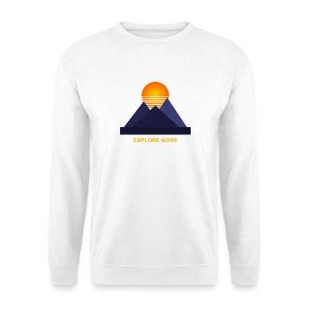 Explore More - Geometric Mountain Art - Unisex Pullover - Weiß - Vorne - Alina (178cm) & Michal (187cm)