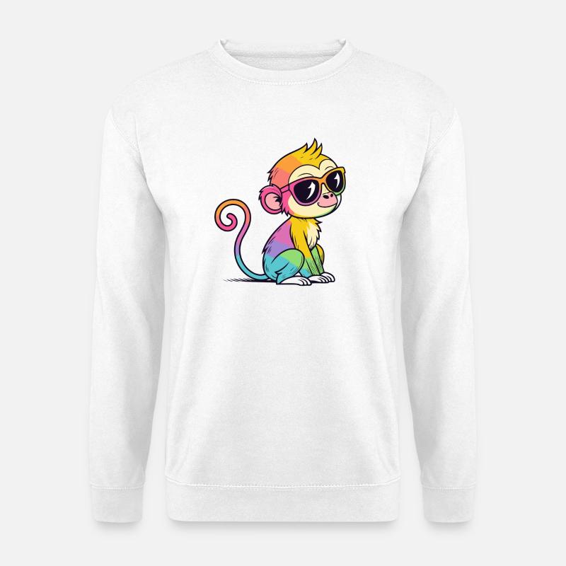Rainbow Monkey Chic Brille - Unisex Pullover - Weiß