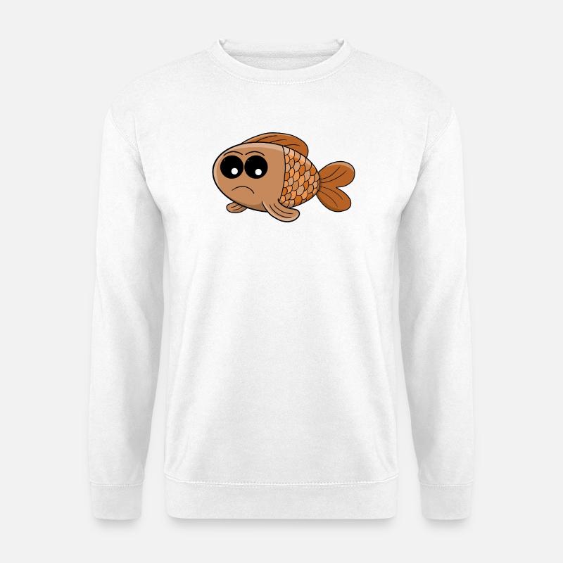 Grumpy Goldfish Cartoon - Unisex Pullover - Weiß