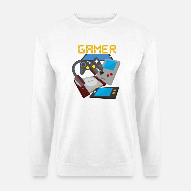 Retro Gamer Devices Mix – Gaming Nostalgie - Unisex Pullover - Weiß
