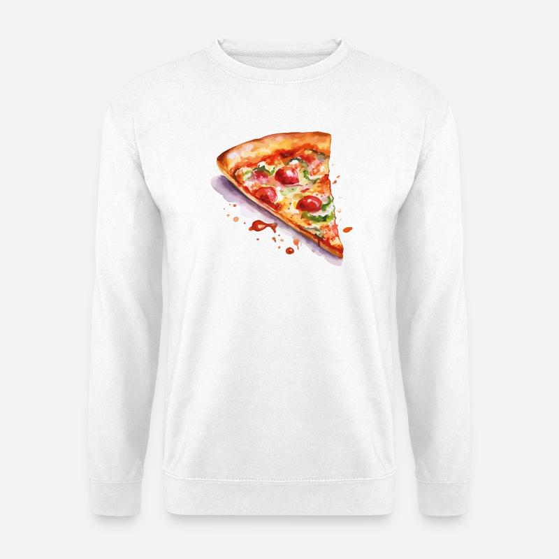 Pizza Aquarell Slice - Unisex Pullover - Weiß
