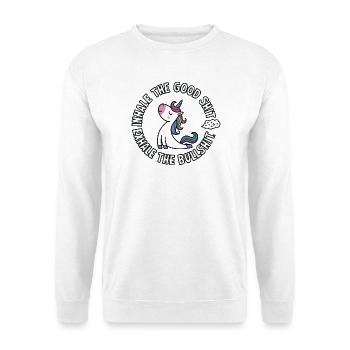 Licorne ronde aux cheveux colorés, inhale des conneries - Sweat-shirt Unisexe - blanc - Devant