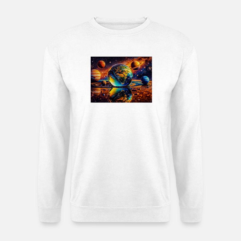 Erde im Weltraumspiegel - Unisex Pullover - Weiß