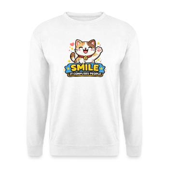 Lächelnde Katze Verwirrt Menschen - Unisex Pullover - Weiß - Vorne