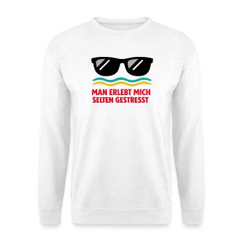 Selten gestresst: Humorvoller Stresswitz - Unisex Pullover - Weiß - Vorne