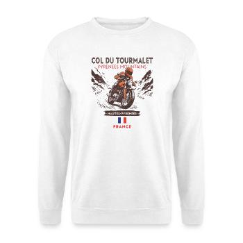 Col du Tourmalet- France -Vintage Motorcycle Biker - Sweat-shirt Unisexe - blanc - Devant