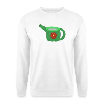 Grüne Gießkanne mit roter Blume - Unisex Pullover - Weiß - Vorne