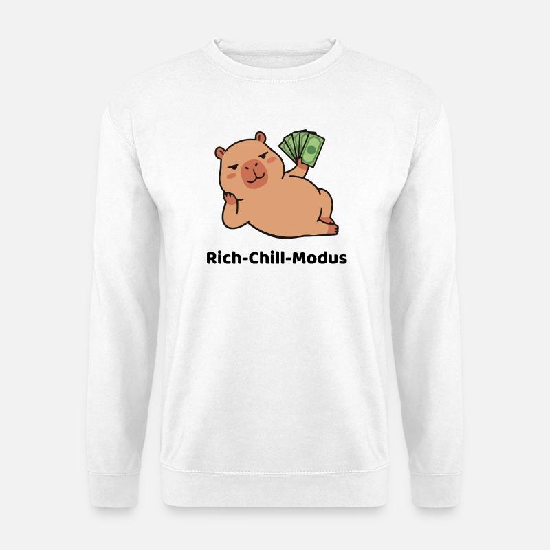 Geldschein-Piggy Pose Wasserschwein Capybara - Unisex Pullover - Weiß