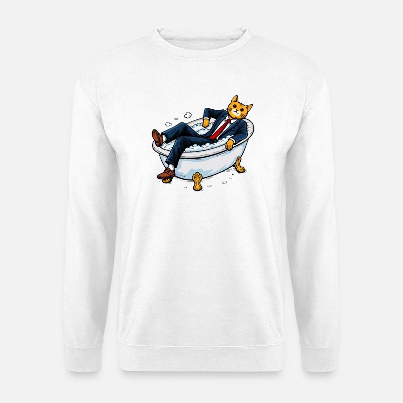 Firmenkatze in einer seifigen Badewanne - Unisex Pullover - Weiß