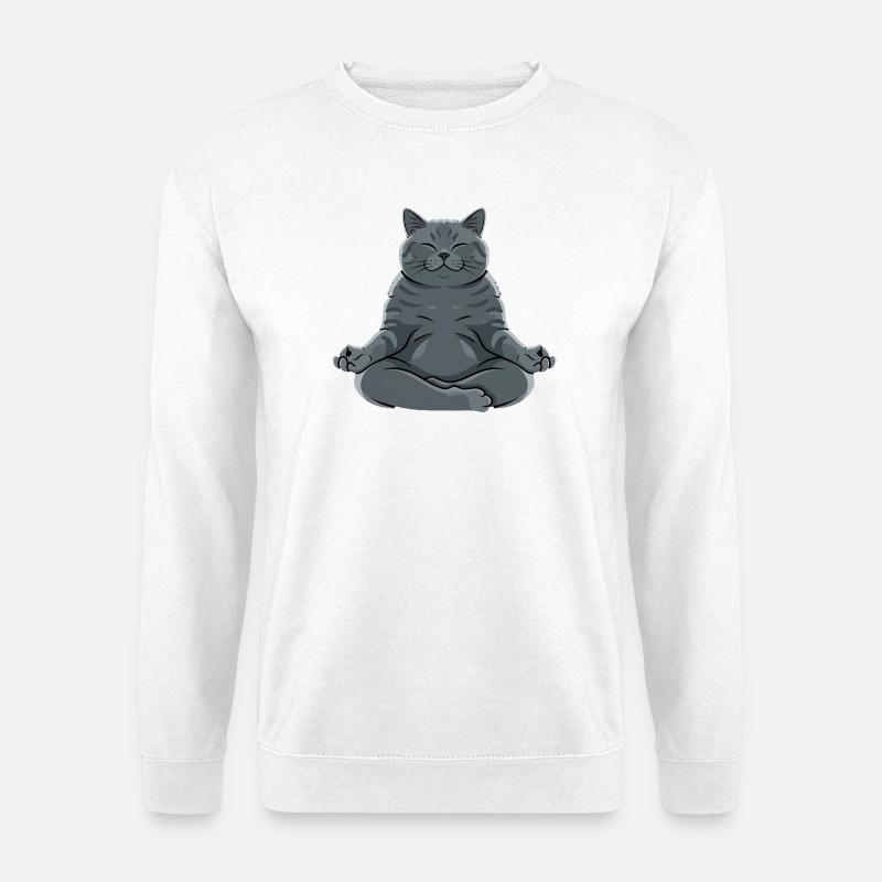 Meditierende Graue Katze - Unisex Pullover - Weiß