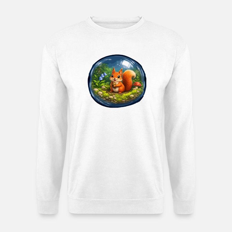 Märchenhörnchen in Glaskugel - Unisex Pullover - Weiß