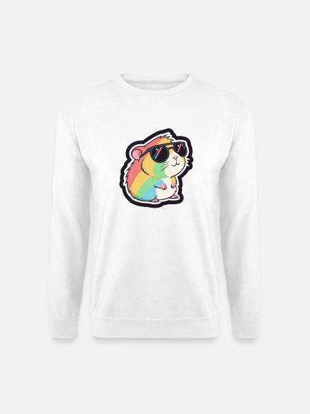 Hamster-Chic, Regenbogenbrille cool - Unisex Pullover - Weiß