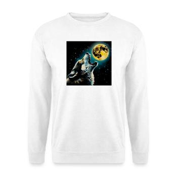 Wolf heult zum Vollmond - Unisex Pullover - Weiß - Vorne