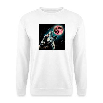 Wolf heult zum Vollmond - Unisex Pullover - Weiß - Vorne