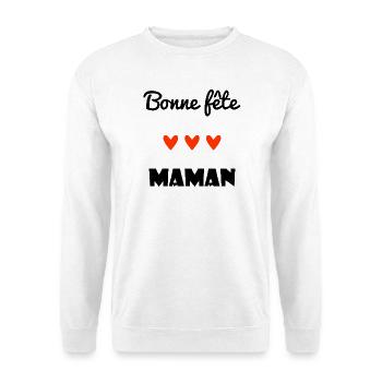BONNE FÊTE. COEUR. BONNE FÊTE MAMAN. MAMAN. FÊTE - Sweat-shirt Unisexe - blanc - Devant