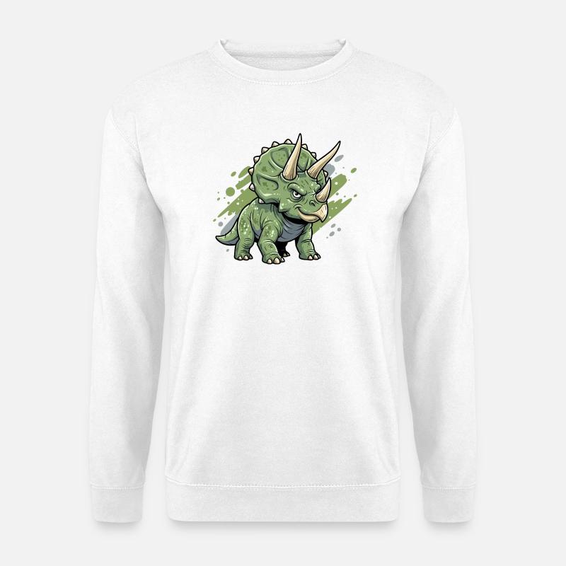 Grüner Triceratops-Doodle - Unisex Pullover - Weiß