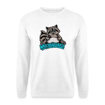 Süßer Waschbär Bauch Cartoon Tier Motiv - Unisex Pullover - Weiß - Vorne