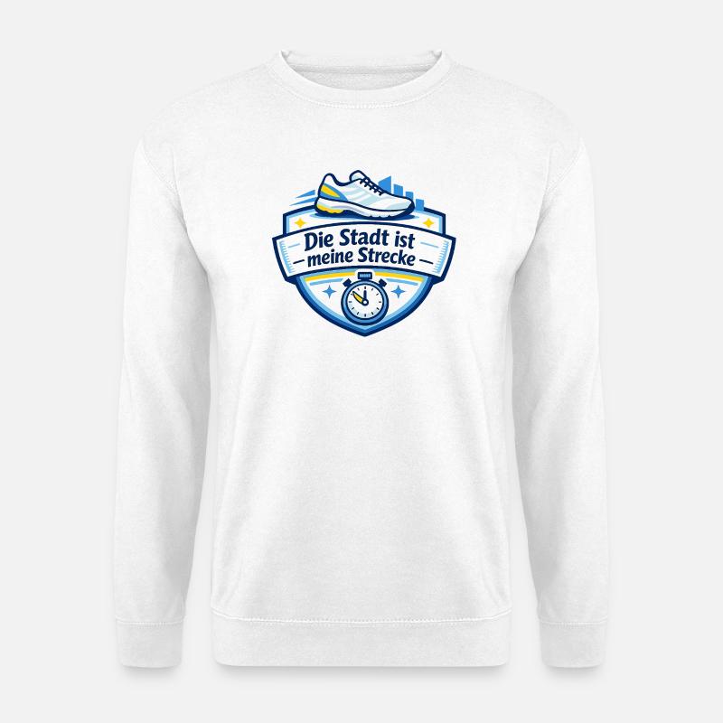 Stadtlauf Sticker Meine Strecke - Unisex Pullover - Weiß