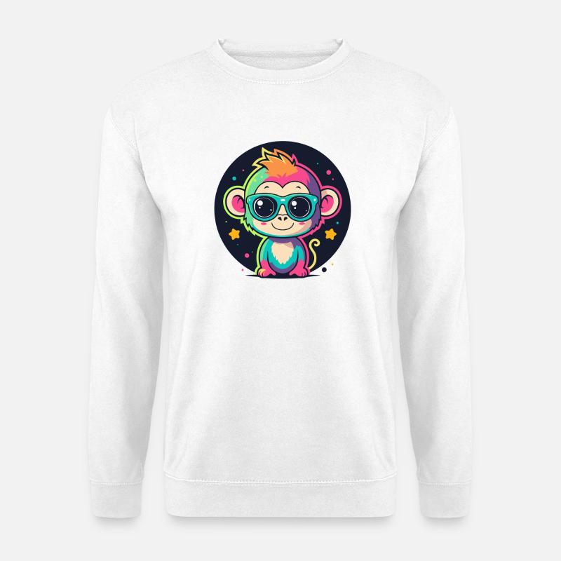 Neon Monkey Pop Glasses - Unisex Sweatshirt - white