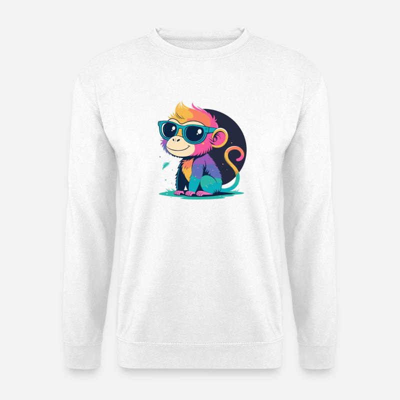 Regenbogenaffe mit Brille - Unisex Pullover - Weiß