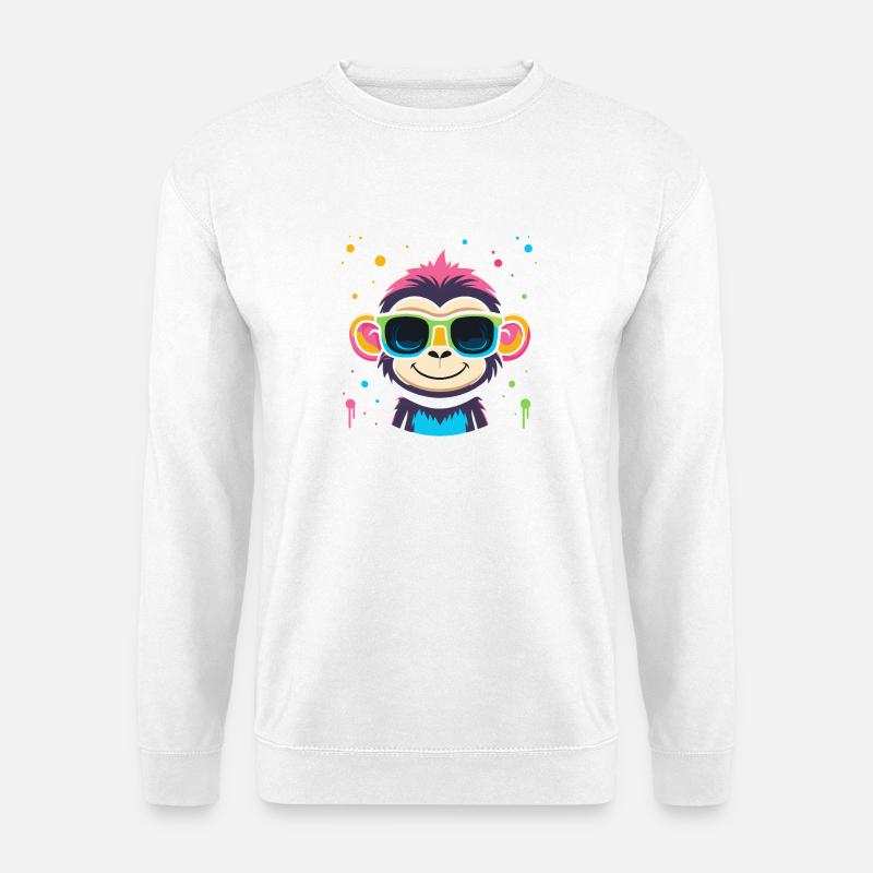 Monkey Neon Glasses - Unisex Sweatshirt - white