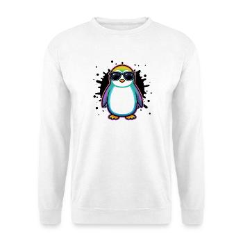 Pinguin-Regenbogengläser - Unisex Pullover - Weiß - Vorne - Alina (178cm) & Michal (187cm)