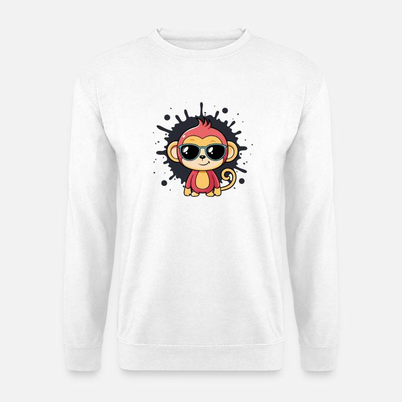 Monkey chic splash black glasses - Unisex Sweatshirt - white