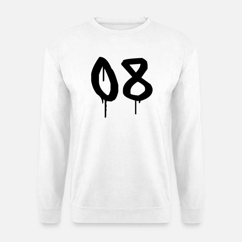 Nummer 08 Urbaner Graffiti-Stil - Unisex Pullover - Weiß