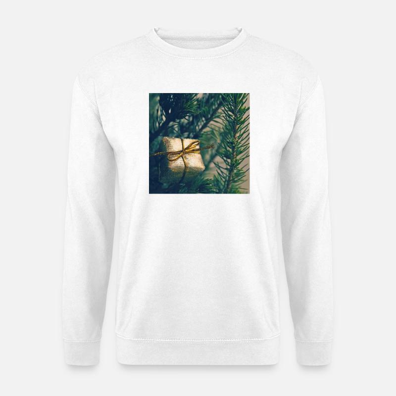 Golden present on pine branches - Unisex Sweatshirt - white