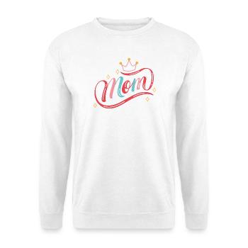 Kronen-Mama-Regenbogenschrift - Unisex Pullover - Weiß - Vorne - Alina (178cm) & Michal (187cm)