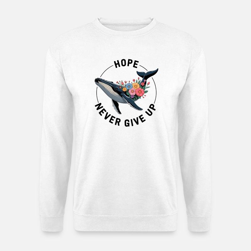 NEVER GIVE UP • FANSHIRT - Unisex Pullover - Weiß