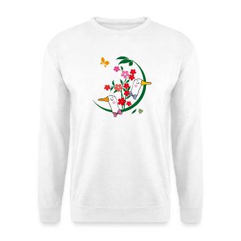 Geese with flowers - Unisex Sweatshirt - white - Front
