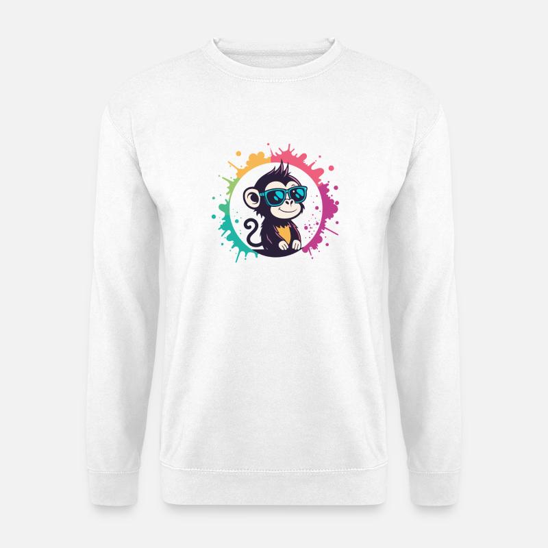 Monkey Splash Circle Blue Glasses - Unisex Sweatshirt - white