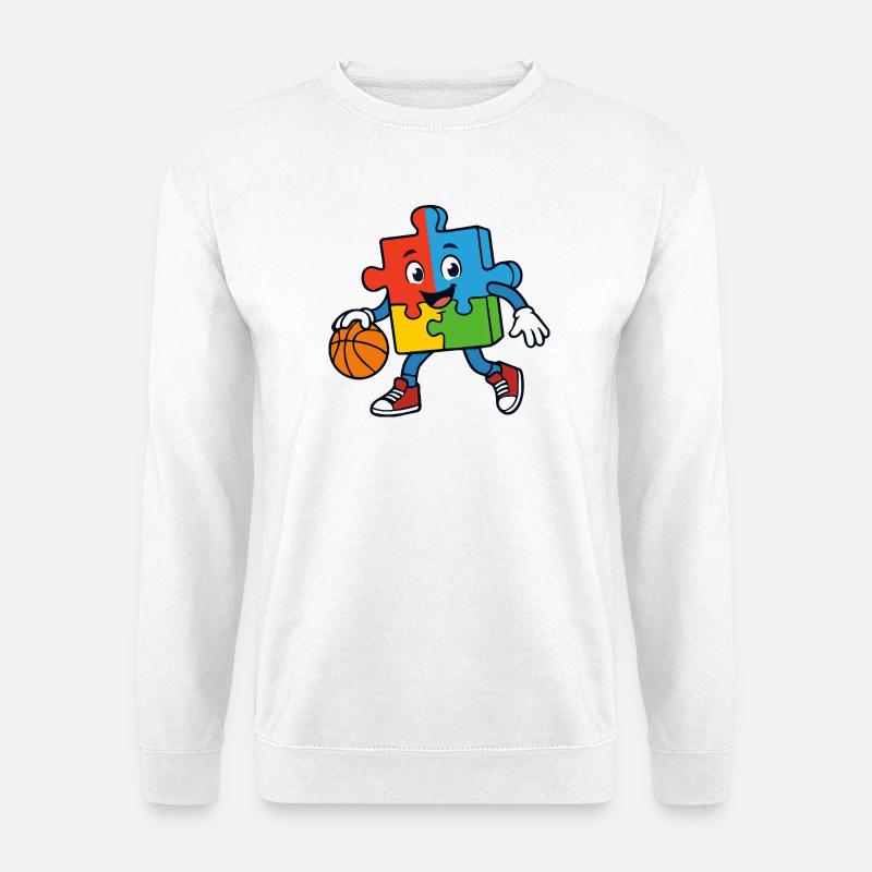 Buntes Puzzlestück Dribblings Basketball - Unisex Pullover - Weiß