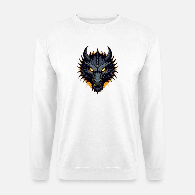 Schwarzer Drache Drachenkopf - Unisex Pullover - Weiß