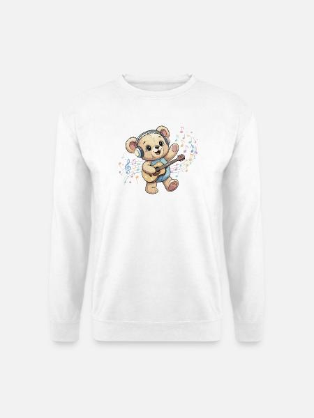 Cuddly Bear with Guitar Groove - Unisex Sweatshirt - white
