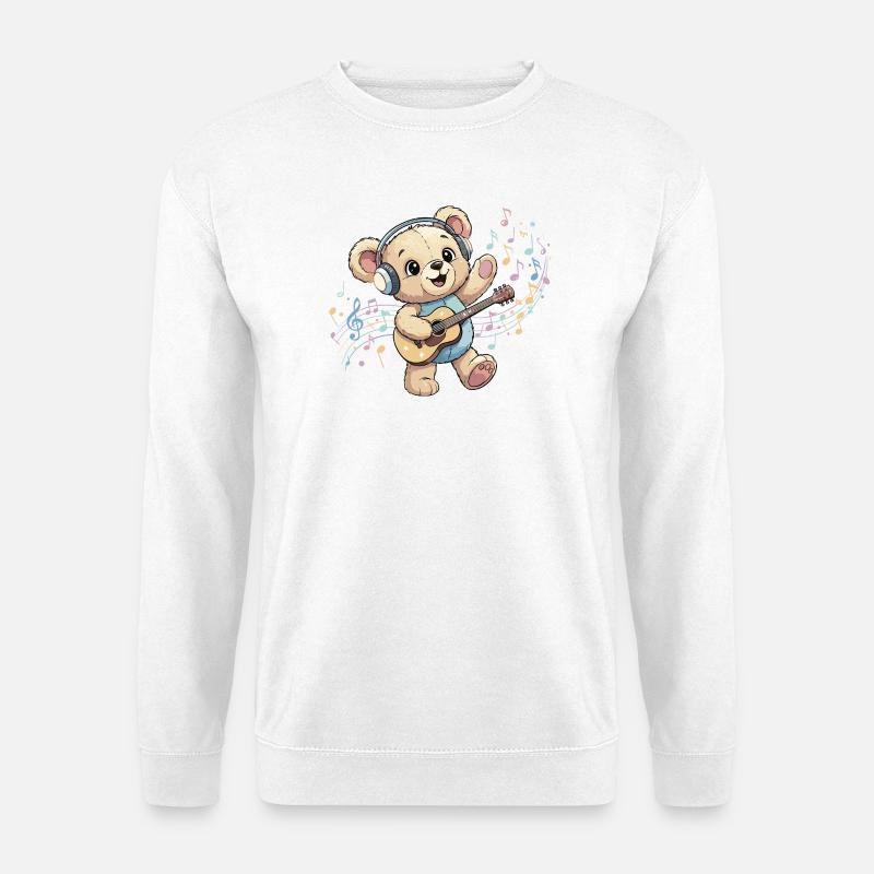 Cuddly Bear with Guitar Groove - Unisex Sweatshirt - white