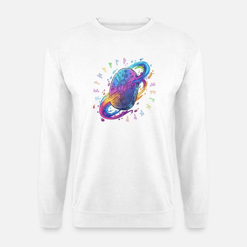 Regenbogen Runen Schild - Unisex Pullover - Weiß