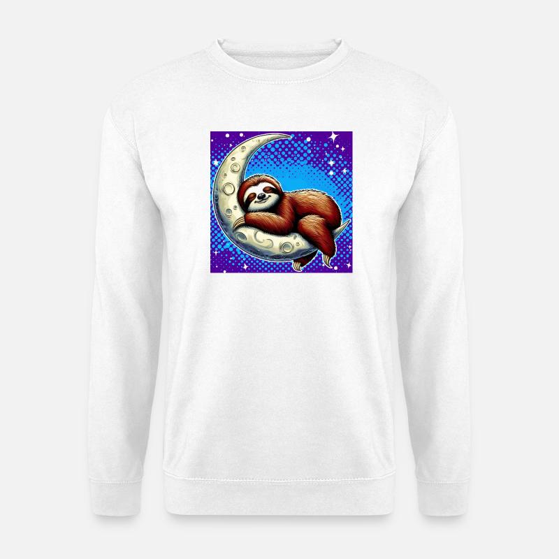 Faultier schläft auf dem Mond - Unisex Pullover - Weiß