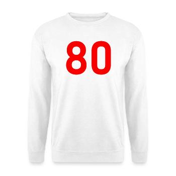 80. 80 JAHRE. 80. JUBILÄUM. 80-JAHRES-JUBILÄUM. - Unisex Pullover - Weiß - Vorne - Alina (178cm) & Michal (187cm)