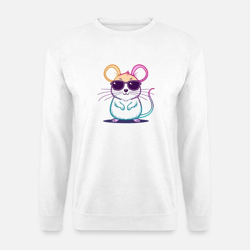 Regenbogen-Maus-Brille - Unisex Pullover - Weiß