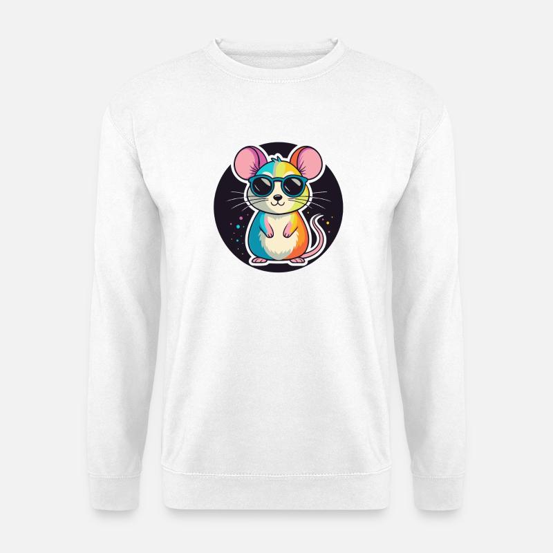 Rainbow Mouse Glasses - Unisex Sweatshirt - white