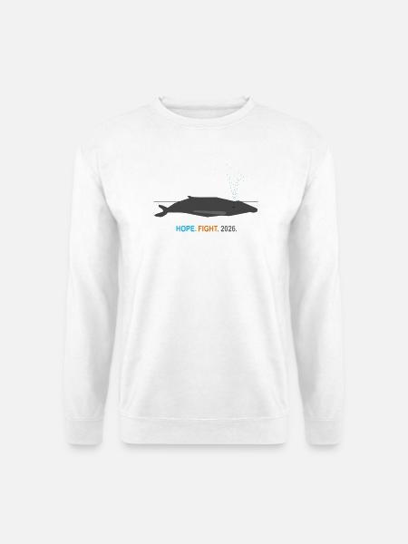 Minimalistischer Wal HOPE FIGHT 2026 Design - Unisex Pullover - Weiß