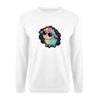 Kosmisches Schaf Rosa Brille - Unisex Pullover - Weiß - Vorne