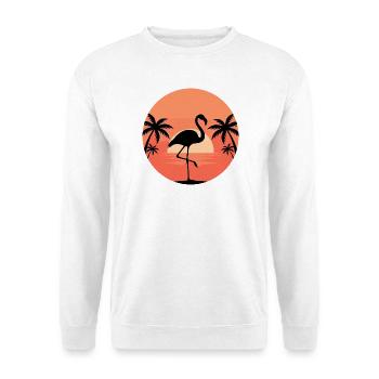 Flamingo im Sonnenuntergang Tropik - Unisex Pullover - Weiß - Vorne