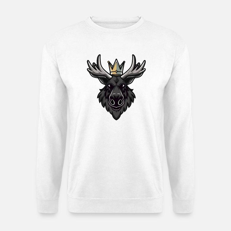 Elch Kopf Krone - Unisex Pullover - Weiß